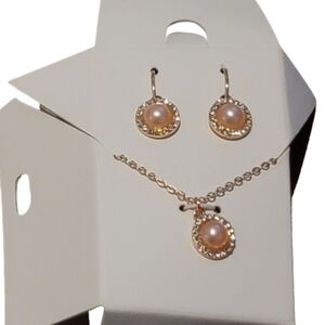 Earrings and necklace set Rhinestone and faux pearl.gift wedding party